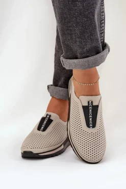 Damskie Damskie buty S.Barski Wsuwane Półbuty Damskie Z Naturalnej Skóry S.Barski LR51-672 Beżowe