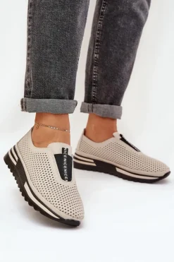 Damskie Damskie buty S.Barski Wsuwane Półbuty Damskie Z Naturalnej Skóry S.Barski LR51-672 Beżowe