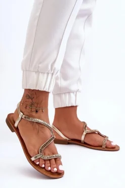 Discount Boto Wsuwane Sandały Damskie Z Ozdobami Złote Hayen