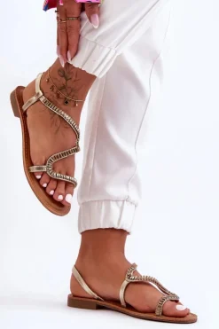 Discount Boto Wsuwane Sandały Damskie Z Ozdobami Złote Hayen