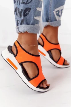 Damskie buty S.Barski Sandały Na Koturnie|Sandały Płaskie*Wsuwane Sandały Na Koturnie Pomarańczowe Zoey