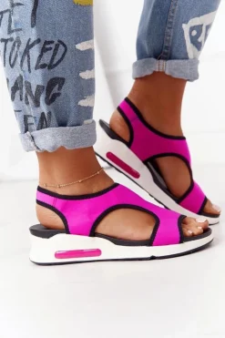 Online Damskie buty S.Barski Wsuwane Sandały Na Koturnie Fuksja Zoey