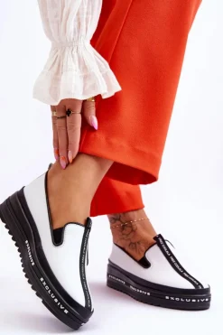 Damskie buty S.Barski Trampki Damskie Slip-On|Trampki Damskie Niskie*Wsuwane Skórzane Damskie Trampki Białe Nathalie