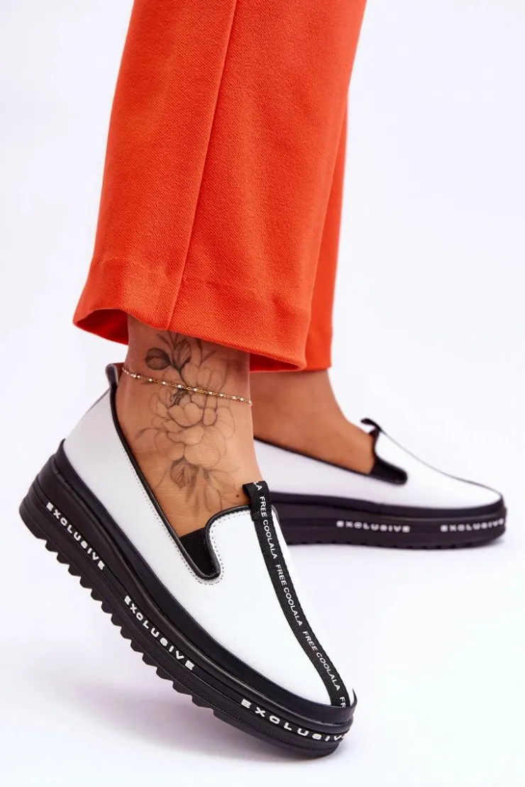 Damskie buty S.Barski Trampki Damskie Slip-On|Trampki Damskie Niskie*Wsuwane Skórzane Damskie Trampki Białe Nathalie