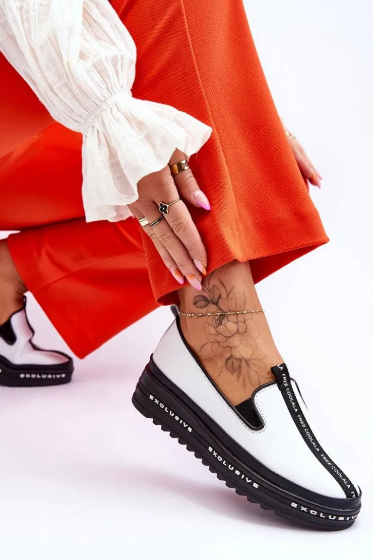 Damskie buty S.Barski Trampki Damskie Slip-On|Trampki Damskie Niskie*Wsuwane Skórzane Damskie Trampki Białe Nathalie