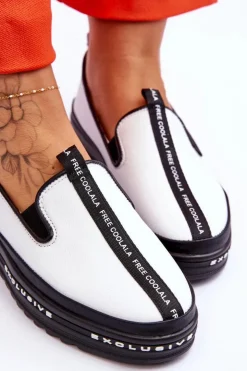 Damskie buty S.Barski Trampki Damskie Slip-On|Trampki Damskie Niskie*Wsuwane Skórzane Damskie Trampki Białe Nathalie