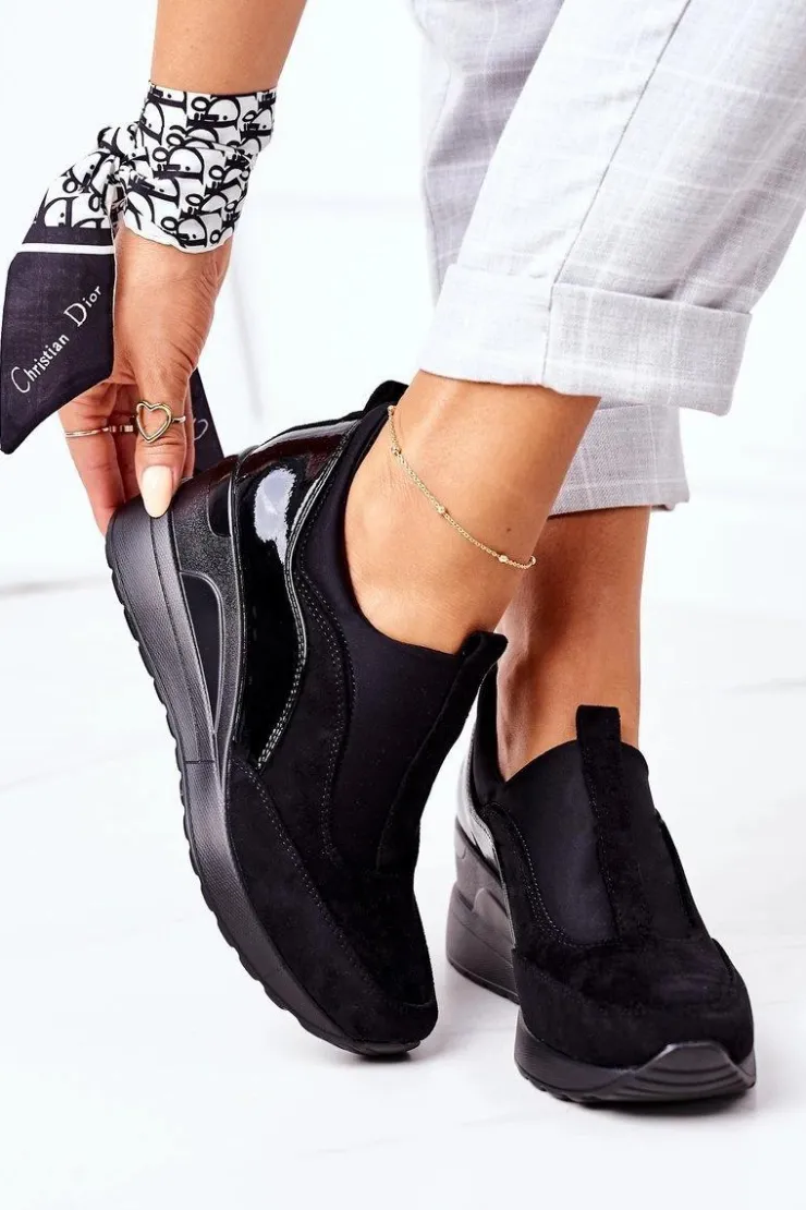 Damskie Buty damskie Vinceza Wsuwane Sneakersy Na Koturnie Vinceza 10593 Czarne