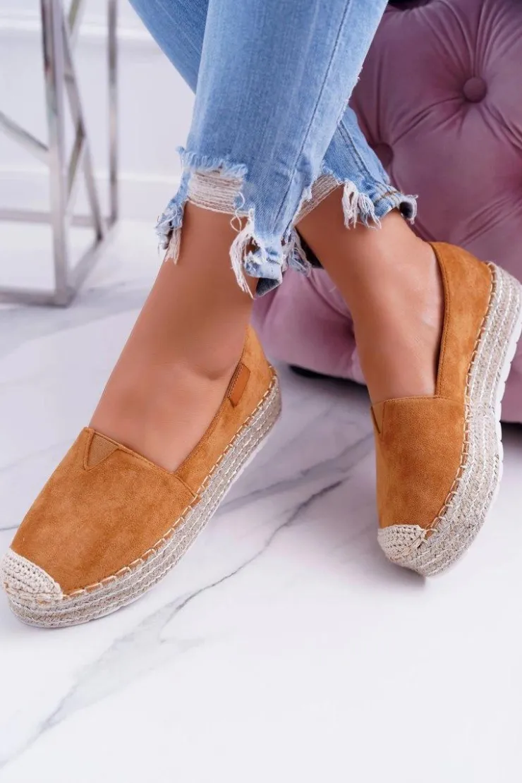 Online Boto Wsuwane Zamszowe Espadryle Camel Mariako