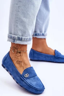 Boto Mokasyny Damskie Zamszowe*Wsuwane Zamszowe Mokasyny Niebieskie Castelo