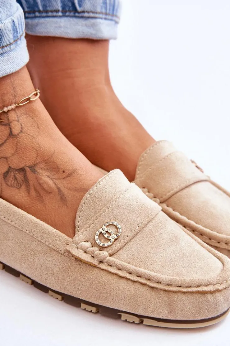 Outlet Boto Wsuwane Zamszowe Mokasyny Beżowe Castelo