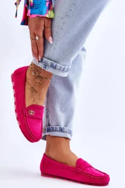 Damskie Boto Wsuwane Zamszowe Mokasyny Fuksja Castelo