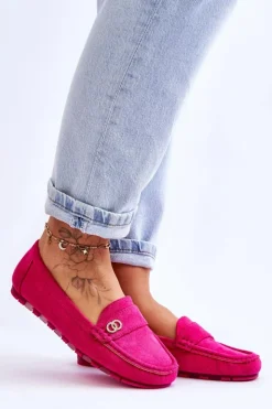 Damskie Boto Wsuwane Zamszowe Mokasyny Fuksja Castelo