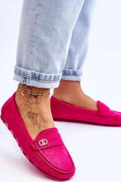 Damskie Boto Wsuwane Zamszowe Mokasyny Fuksja Castelo