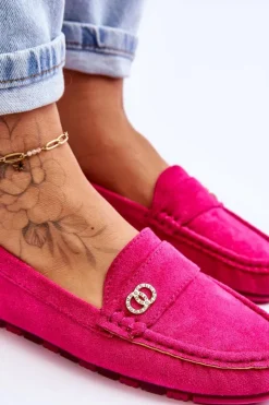 Damskie Boto Wsuwane Zamszowe Mokasyny Fuksja Castelo