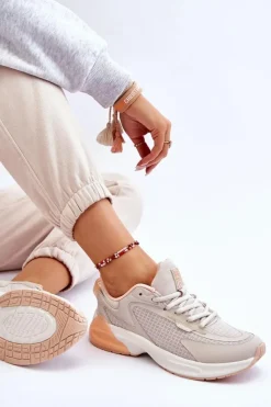 Sale Big Star Shoes Wygodne Buty Sportowe Memory Foam System Big Star LL274336 Beżowe Beżowy