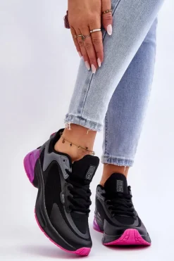 Big Star Shoes Buty Sportowe Big Star|Sneakersy Damskie*Wygodne Buty Sportowe Memory Foam System Big Star LL274335 Czarne