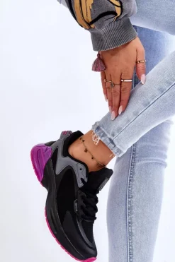 Big Star Shoes Buty Sportowe Big Star|Sneakersy Damskie*Wygodne Buty Sportowe Memory Foam System Big Star LL274335 Czarne