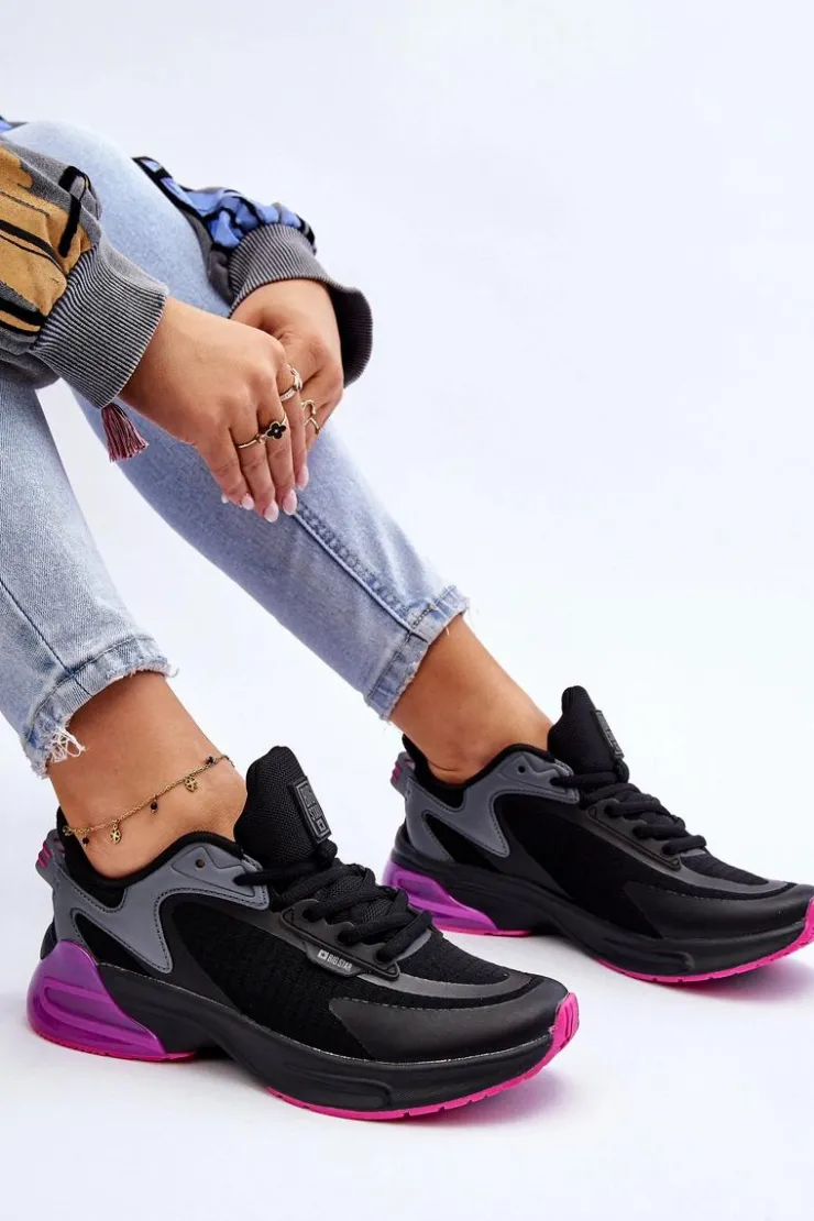 Big Star Shoes Buty Sportowe Big Star|Sneakersy Damskie*Wygodne Buty Sportowe Memory Foam System Big Star LL274335 Czarne