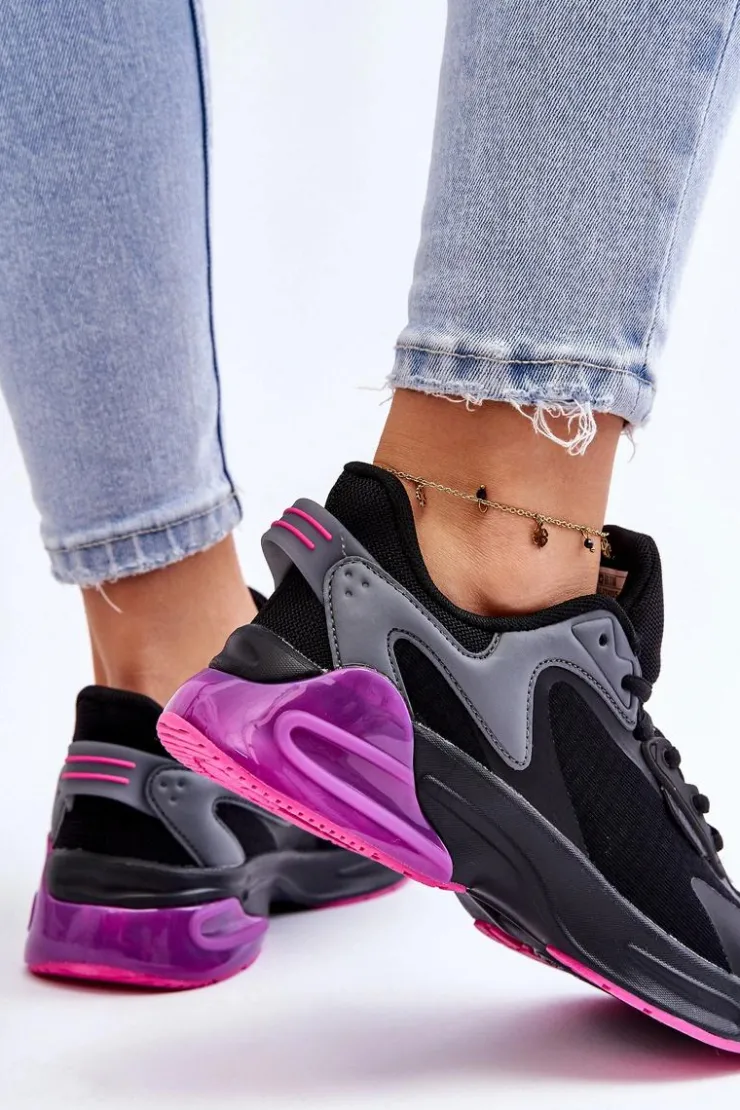 Big Star Shoes Buty Sportowe Big Star|Sneakersy Damskie*Wygodne Buty Sportowe Memory Foam System Big Star LL274335 Czarne