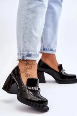 Damskie buty S.Barski Czółenka Na Słupku|Czółenka Klasyczne*Wygodne Czółenka Na Masywnym Obcasie Czarne Julien