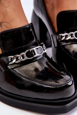 Damskie buty S.Barski Czółenka Na Słupku|Czółenka Klasyczne*Wygodne Czółenka Na Masywnym Obcasie Czarne Julien