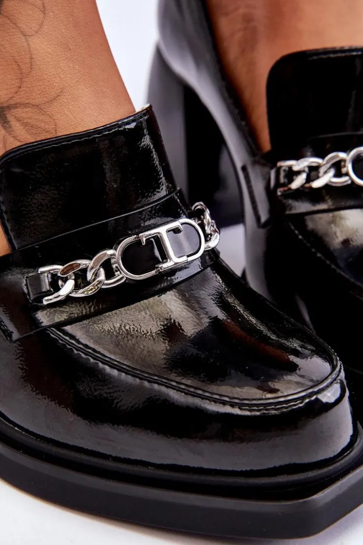 Damskie buty S.Barski Czółenka Na Słupku|Czółenka Klasyczne*Wygodne Czółenka Na Masywnym Obcasie Czarne Julien