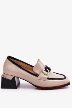 Damskie Damskie buty S.Barski Wygodne Czółenka Na Niskim Obcasie Beżowe Valenti