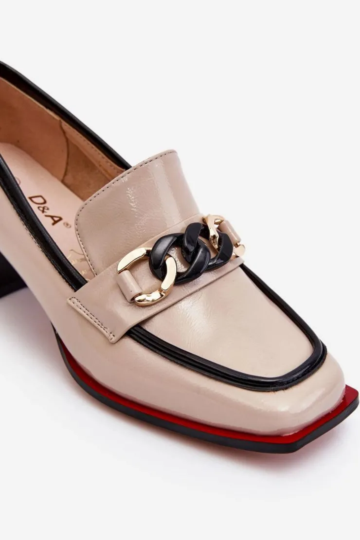 Damskie Damskie buty S.Barski Wygodne Czółenka Na Niskim Obcasie Beżowe Valenti