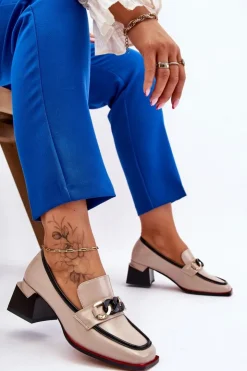 Damskie Damskie buty S.Barski Wygodne Czółenka Na Niskim Obcasie Beżowe Valenti