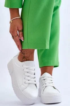 Damskie Boto Wygodne Damskie Buty Sportowe Na Platformie Białe Devan