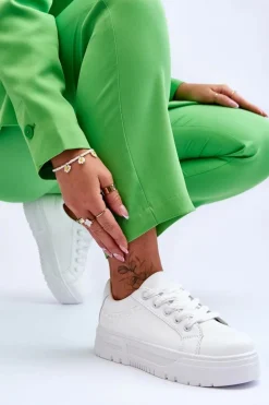 Damskie Boto Wygodne Damskie Buty Sportowe Na Platformie Białe Devan