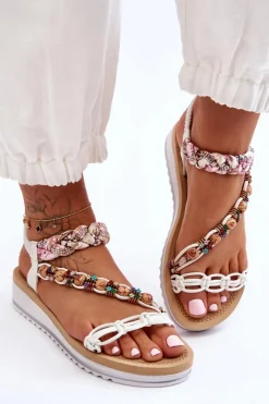 Boto Sandały Na Koturnie*Wygodne Damskie Sandały Na Koturnie Białe Jodie