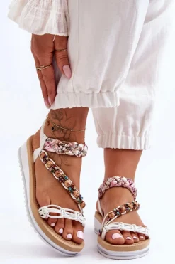 Boto Sandały Na Koturnie*Wygodne Damskie Sandały Na Koturnie Białe Jodie