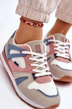 Damskie Big Star Shoes Wygodne Damskie Sneakersy Memory Foam Big Star LL274951 Niebieskie