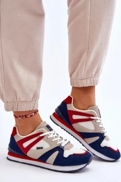 Damskie Big Star Shoes Wygodne Damskie Sneakersy Memory Foam Big Star LL274950 Czerwone