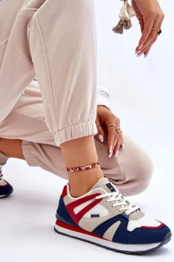 Damskie Big Star Shoes Wygodne Damskie Sneakersy Memory Foam Big Star LL274950 Czerwone