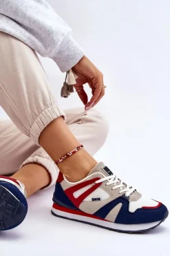 Damskie Big Star Shoes Wygodne Damskie Sneakersy Memory Foam Big Star LL274950 Czerwone