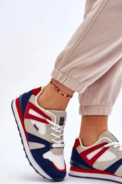 Damskie Big Star Shoes Wygodne Damskie Sneakersy Memory Foam Big Star LL274950 Czerwone