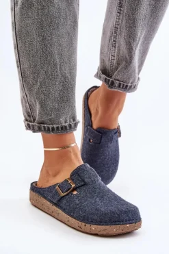 Damskie INBLU Wygodne Kapcie Damskie Z Klamrą ED000019 Granatowe