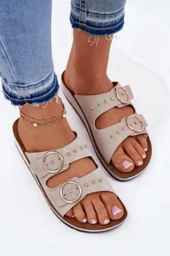 INBLU Klapki Na Platformie|Klapki Damskie Klasyczne*Wygodne Klapki Damskie CP000054 Beżowe Beżowy