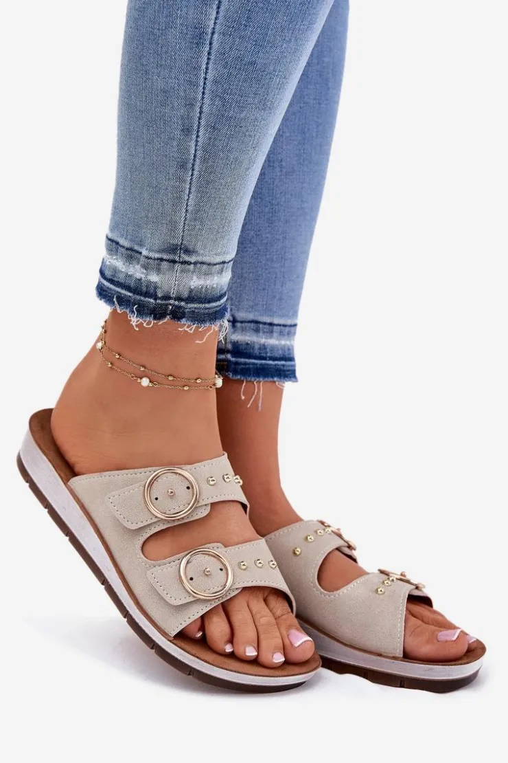 INBLU Klapki Na Platformie|Klapki Damskie Klasyczne*Wygodne Klapki Damskie CP000054 Beżowe Beżowy