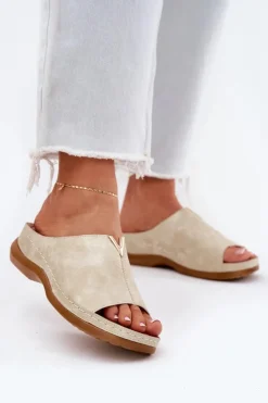 Evento Klapki Na Koturnie|Klapki Na Platformie*Wygodne Klapki Damskie Na Koturnie Złote Claribelle