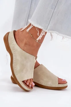 Evento Klapki Na Koturnie|Klapki Na Platformie*Wygodne Klapki Damskie Na Koturnie Złote Claribelle