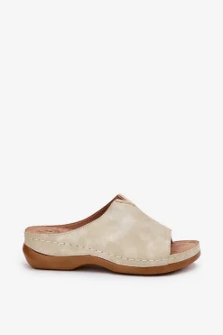 Evento Klapki Na Koturnie|Klapki Na Platformie*Wygodne Klapki Damskie Na Koturnie Złote Claribelle