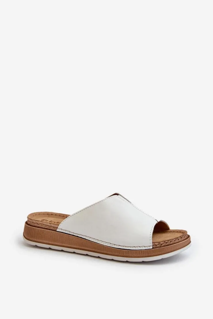 Damskie INBLU Wygodne Klapki Damskie Z Eko Skóry GS0003I1 Białe