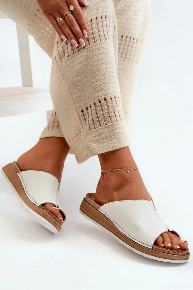 Damskie INBLU Wygodne Klapki Damskie Z Eko Skóry GS0003I1 Białe