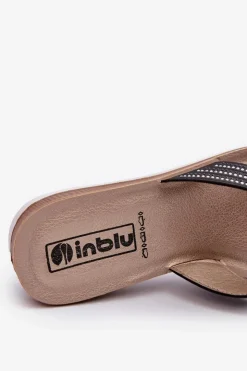 Online INBLU Wygodne Klapki Damskie Z Cyrkoniami BV000037 Czarne Czarny