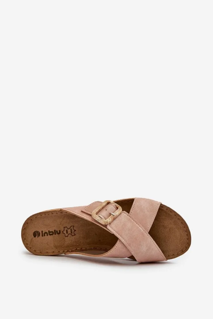 Sale INBLU Wygodne Klapki Damskie Z Klamrą VO000012 Jasnoróżowe