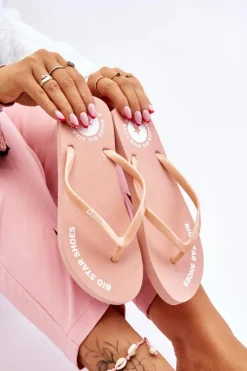 Big Star Shoes Klapki Sportowe|Klapki Damskie Big Star*Wygodne Klapki Japonki Big Star LL274802 Nude