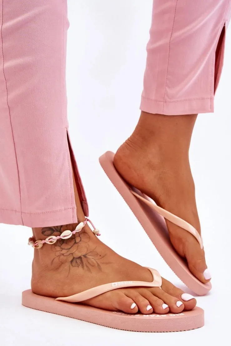 Big Star Shoes Klapki Sportowe|Klapki Damskie Big Star*Wygodne Klapki Japonki Big Star LL274802 Nude